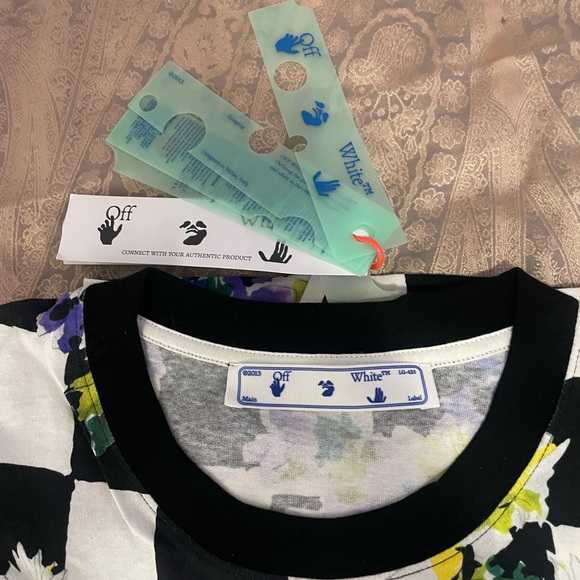 Off White Mens Check Flowers Multicolor Sz XXL - Picture 5 of 12